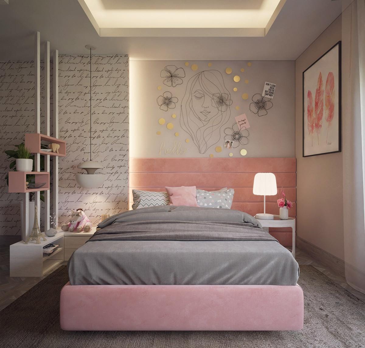 Thiết kế căn hộ 100m2 2 phòng ngủ ngọt ngào nữ tính