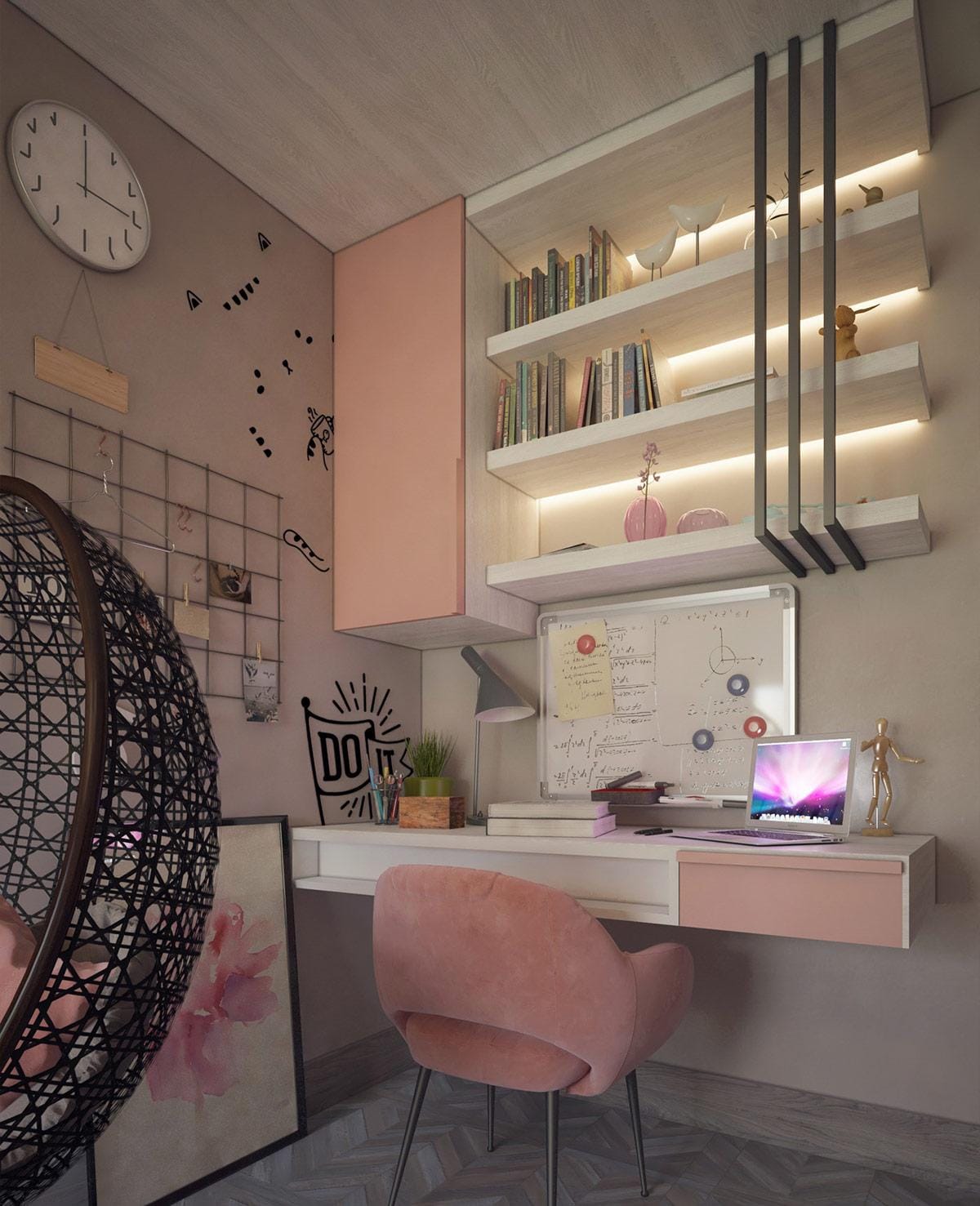 Thiết kế căn hộ 100m2 2 phòng ngủ ngọt ngào nữ tính