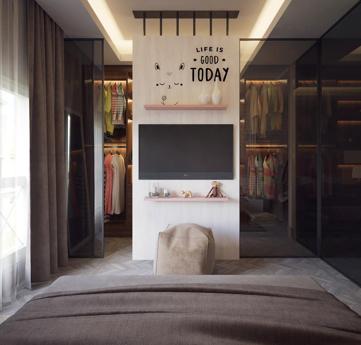 Thiết kế căn hộ 100m2 2 phòng ngủ ngọt ngào nữ tính