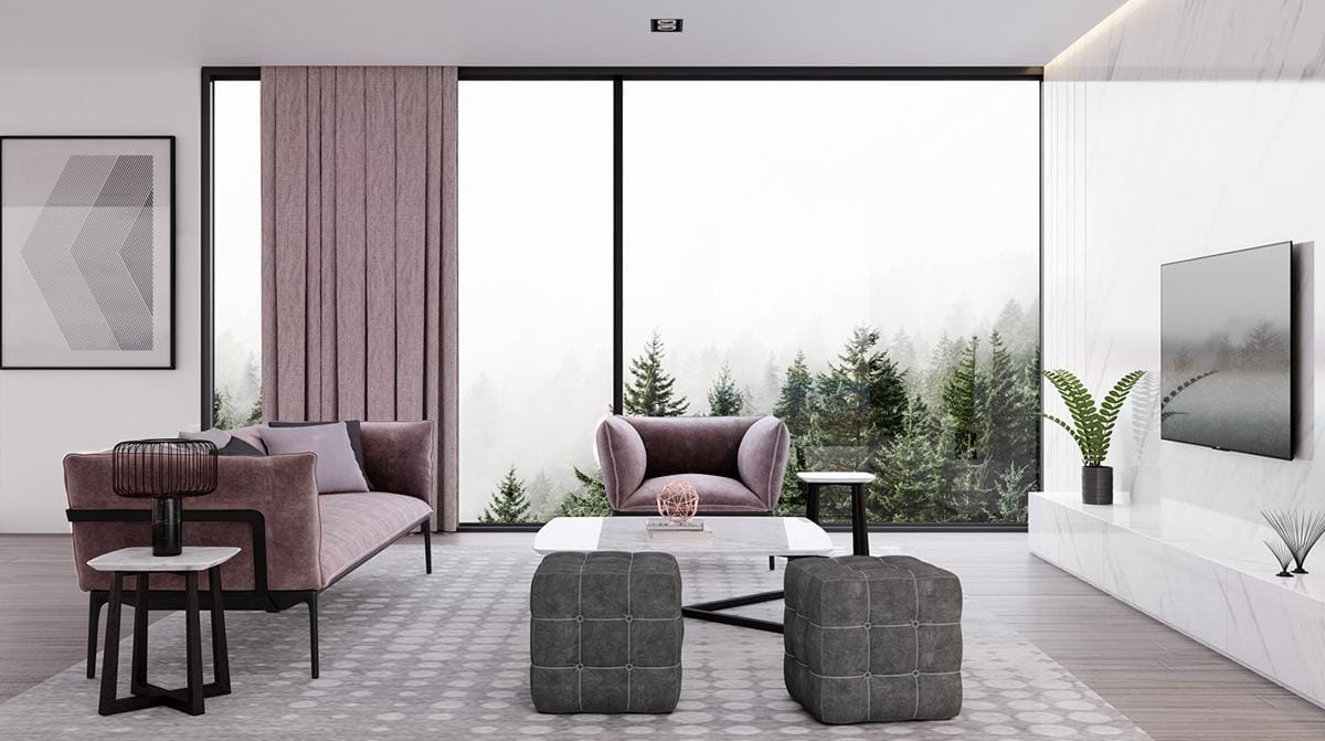 Thiết kế căn hộ 100m2 2 phòng ngủ mang sắc hồng ngọt ngào