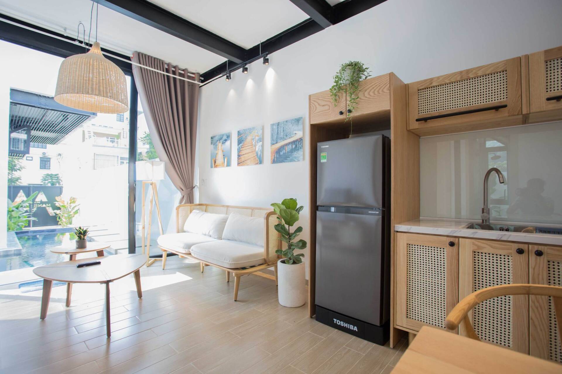 Trang trí phòng khách nhỏ đẹp đơn giản dựa trên hình dáng